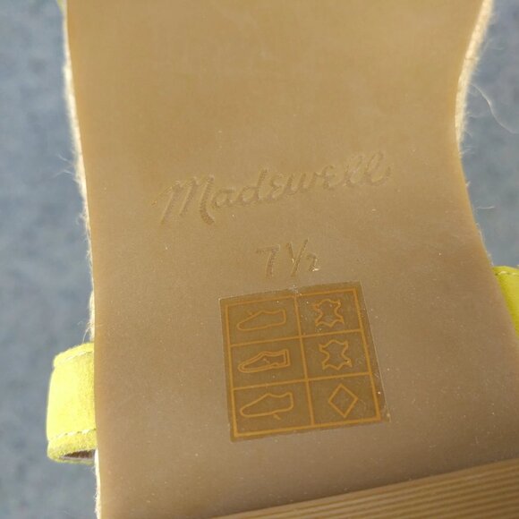 Madewell The Hallie Espadrille Sandals Womens Size 7.5 Shoes Yellow Leather - Picture 5 of 12